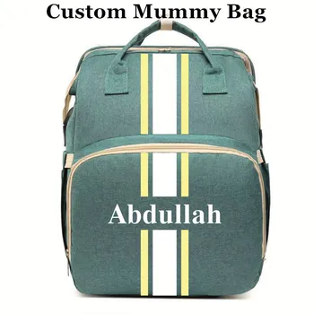 Персонализируйте сумки для подгузников Landuo Mother, рюкзаки для подгузников Большой емкости для путешествий с пеленальным ковриком, удобные сумки для ухода за ребенком