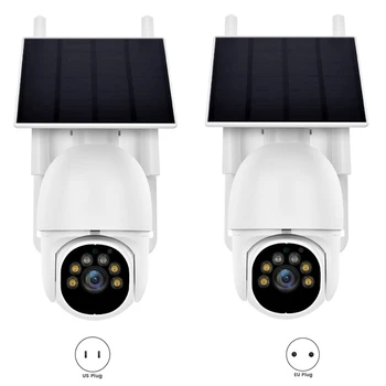 Wifi Наружные Камеры Беспроводные Домашние камеры безопасности на солнечных батареях Низкое энергопотребление Прожектор с обзором 360 ° EU Plug