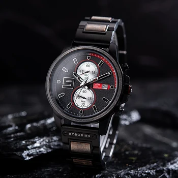 Мужские часы BOBO BIRD 2022, Новые роскошные деревянные часы из нержавеющей стали, высококачественный японский кварцевый механизм Relogio Masculino