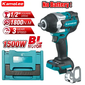 [Без батареи + набор инструментов] Kamolee Tool DTW700 1800N.m Электрический ударный гаечный ключ с высоким крутящим моментом 1/2 дюйма