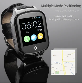 3g wcdma Смарт-часы для детей старшего возраста с GPS, Черная Кожа, модный стиль, Камера для двухстороннего вызова, часы для экстренной помощи SOS