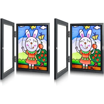 Открывающиеся спереди и сменные картинные дисплеи, художественная деревянная рамка для декоративно-прикладного искусства, картин, подвесных картинок (черный, 2 упаковки)