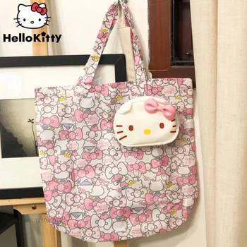 Sanrio Hello Kitty, Сумка на плечо Cinnamoroll Melody, Женские сумки для покупок с героями Мультфильмов Purin Y2k Kawaii, Портативная Складная сумка для хранения 