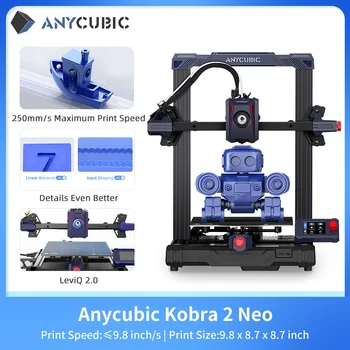 3D-принтер ANYCUBIC Kobra 2 Neo FDM Со скоростью печати 9,8 дюйма/с, LeviQ 2,0, Автоматическое выравнивание, Высокоскоростная 3D-печать