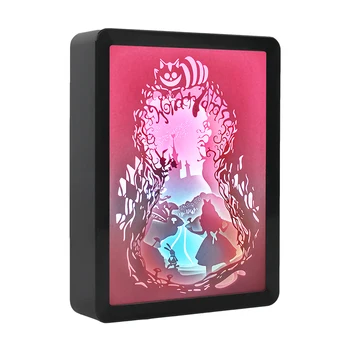 Алиса в Стране Чудес 3D Ночник Аниме Теневые Коробки С Подсветкой Светодиодная Художественная Рамка USB Настольная Лампа Эстетическое Украшение Свадебной Вечеринки