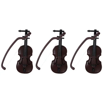 Маленькая модель скрипки, реалистичный музыкальный инструмент, декор из пластика, крошечный брелок для ключей, моделирующий ремесло