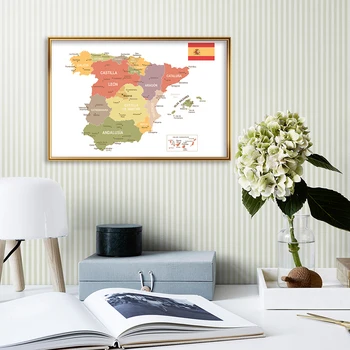 59*42 см Карта Испании На испанском Языке Настенный Художественный Плакат Экологичная Картина На Холсте Украшение Дома Для Гостиной Дорожные Школьные Принадлежности