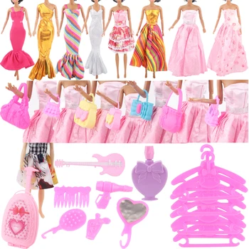 аксессуары для куклы Барби 30 см, Сумки с бантом, Платье, Вешалки, Гитара, Набор для стирки, Для 1/6 Blyth, Детский кукольный дом из России, игрушка 12 дюймов, подарок для девочки