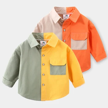Детская одежда, рубашка для мальчиков, Весенняя одежда 2023 Года, Новая Детская Весенне-осенняя рубашка Yangqi с длинными рукавами