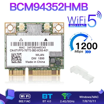 BCM94352HMB 867 Мбит/с DW1550 WiFi Карта 802.11ac Для Bluetooth 4.0 AW-CE123H BCM94352 Mini PCI-E Адаптер Беспроводной сетевой карты Wlan