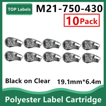 5 ~ 10PK Сменные Картриджи M21-750-430 с полиэфирной Лентой, Создающие Пленочные Знаки для Этикетировщика, Ручного принтера этикеток, черный на прозрачном