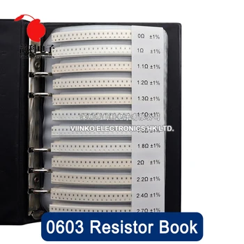 0603 1% SMD чип-резистор, Книга образцов 1/10 Вт, 170 Значений Сопротивления, ассорти, комплект 0R-10M Ом