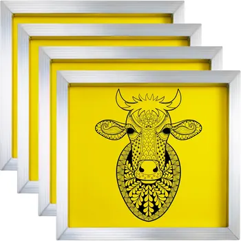 Рамка для шелкотрафарета VEVOR, 4 шт., Алюминиевая рамка для шелкотрафарета 20x20 Дюймов, рамка для шелкотрафаретной печати с желтой сеткой 355 грамм