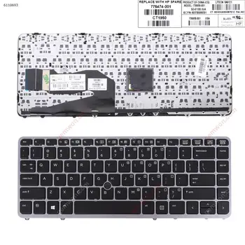 Американская Новая Сменная Клавиатура для Ноутбука HP EliteBook 840 G1 850 G1 840 G2 850 G2 Серебристая Рамка Черная Клавиша Без Подсветки С Указателем