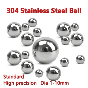 20шт-200шт Стандартный шарик из нержавеющей стали 304, твердые прецизионные Маленькие стальные шарики, гладкий шарик Диаметром 1 мм-10 мм