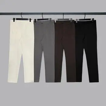 Модные брендовые брюки из драпа высокого класса, Свободные прямые повседневные брюки из шелка льда, мужские брюки, приталенный крой, тонкий срез