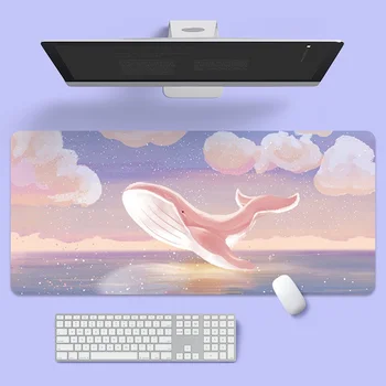 Коврик для мыши с пейзажем фиолетовых облаков, Большой компьютерный коврик, настольный коврик, нескользящая резиновая подошва, коврик для клавиатуры ноутбука, офисный коврик для рабочего стола