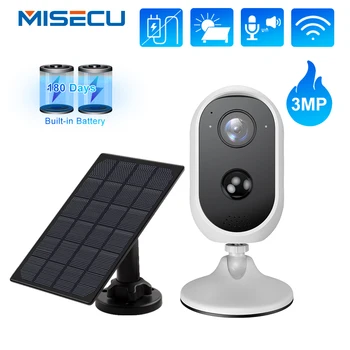 MISECU Умный дом Wifi IP-камера 3-мегапиксельная Домашняя безопасность Беспроводная аккумуляторная камера с солнечной панелью Обнаружение движения PIR