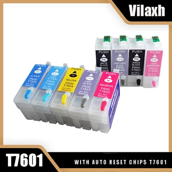Vilaxh 9 шт. для Epson P600 surecolor P600 многоразовые картриджи с чипами автоматического сброса T7601