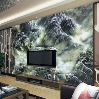 Нефритовая скульптура beibehang Пейзаж Фреска телевизор на Заказ papel de parede 3D фотообои для гостиной пейзажная фреска для спальни