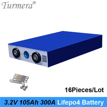 Turmera 105Ah 3,2 В Lifepo4 Батарея 300A Ток для Электрического Велосипеда Батарея 36 В 48 В 12 В Солнечная Панель Размер использования 130*36*200 мм 16 шт