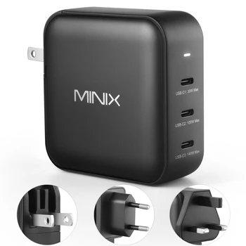 Зарядное устройство MINIX P140 140W GaN USB для Macbook, ноутбуков, планшетов и телефонов, 3 выхода type-c с несколькими разъемами для путешествий