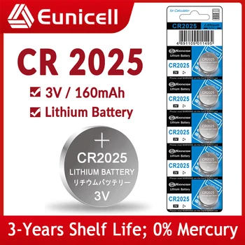 Eunicell 160 мАч CR2025 Батарейки для Монет CR 2025 DL2025 BR2025 LM2025 ECR2025 3 В Литиевая Кнопочная Батарея Для Часов С Дистанционным управлением