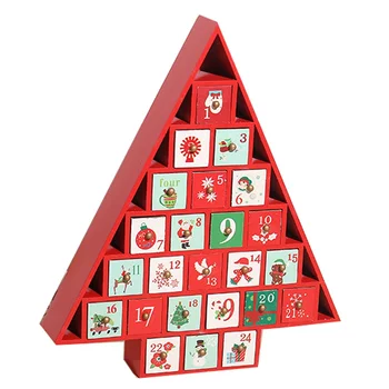 Рождественский деревянный шкаф для календаря, украшения для рождественской елки, украшения для поезда обратного отсчета, A