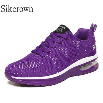 Фиолетовые Кроссовки Для бега, Женская обувь на воздушной подушке, Модные Повседневные Кроссовки С Сетчатым Утолщением, Очень Высокие Удобные Дышащие Big42