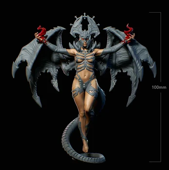 100 мм Модель из смолы, фигурка Дьявола, Ангела, Воина, скульптура, Неокрашенная, без цвета RW-666