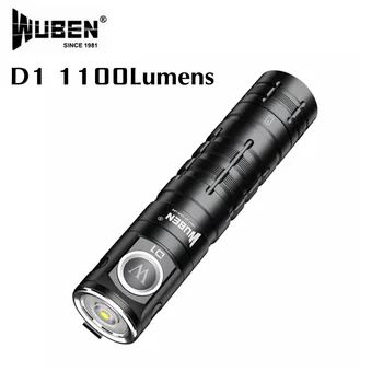 Компактный перезаряжаемый фонарик WUBEN D1 EDC 1100Lumen 6 режимов освещения Водонепроницаемый тактический фонарь с магнитным хвостом для кемпинга
