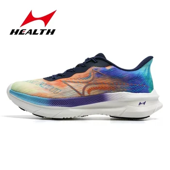 Здоровые мужчины Карбоновая пластина Профессиональная марафонская обувь Дышащие ультралегкие километровые беговые кроссовки для бега трусцой