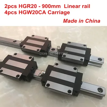 Линейная направляющая HGR20: 2шт HGR20 - 900mm + 4шт HGW20CA детали для каретки линейного блока с ЧПУ
