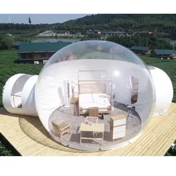 Открытый Кемпинг Прозрачный Надувной Пузырчатый Шатер Bi-Spherical Clear Garden House Air Cabin Starry Sky Lodge С Бесплатной Воздуходувкой