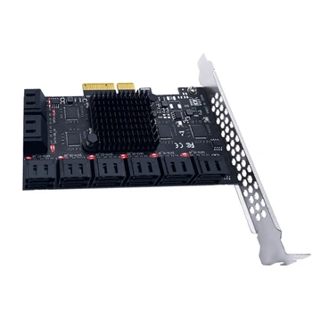 Карта PCIE SATA PCIe на 16 портов SATA 3.0 6G SSD адаптер Для компьютерных аксессуаров Поддерживает 16 устройств SATA 3.0