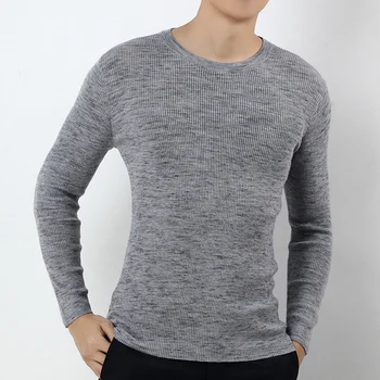 2020 Новые осенние трикотажные свитера из 100% шерсти мериноса, Зимняя модная одежда, Мужские свитера, однотонный приталенный мужской пуловер