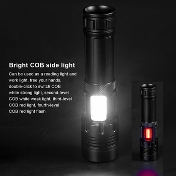 Алюминиевый мощный банк светодиодный фонарик Яркий USB-перезаряжаемый фонарь Аварийный фонарь Охотничий фонарь 2 батареи