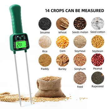 YY-1011 Цифровой тестер влажности зерна, измеритель влажности 14 зерен для пшеницы, кукурузы, ячменя, сои, семян арахиса, хлопка