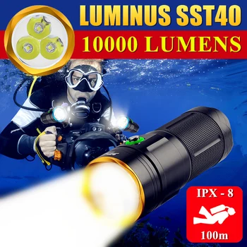 LUMINUS SST40 Фонарик Для Дайвинга 10000LM Подводный Подводный Светодиодный Мощный Фонарик Профессиональный Водонепроницаемый Заполняющий Свет Для Подводного Плавания