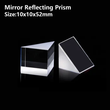 Зеркальная отражающая призма Равнобедренная прямоугольная оптическая стеклянная призма с визуальным определением угла обзора, отражающая наклон 90 ° 10x10x52 мм