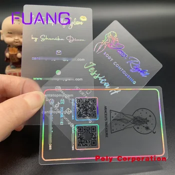 Изготовленная на заказ Пластиковая Прозрачная визитная карточка с голографическим письмом