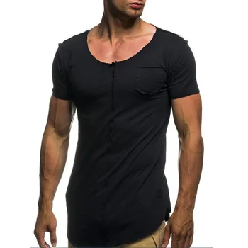 № 2 A1329, летние новые мужские футболки, однотонные, приталенные, трендовые, повседневные, с короткими рукавами
