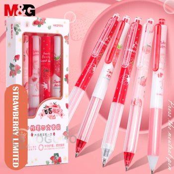 Набор гелевых ручек M & G Strawberry Limited с выдвижной гелевой ручкой, быстросохнущий 0,5 мм, черный, с маркировкой, Студенческий, милый, креативный, высокий Внешний вид