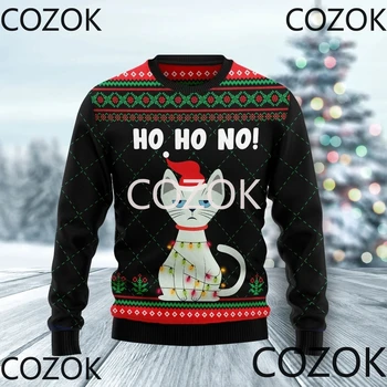 Рождественский свитер с животными, Толстовки с 3D принтом для мужчин и женщин, Пуловеры, топы Унисекс в стиле Харадзюку