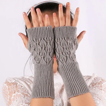 Женские перчатки Стильные зимние перчатки с подогревом для рук, женские вязаные крючком искусственные варежки, теплые нарукавники без пальцев, перчатки