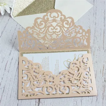Пыльно-розовые свадебные приглашения с сохранением даты, блестящий золотой конверт, роскошный карман для свадебной открытки