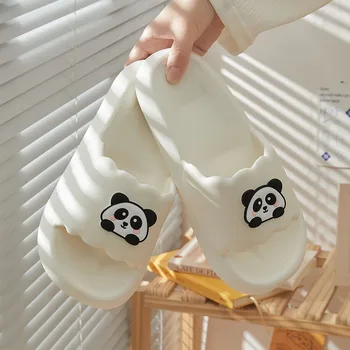 Мужские Тапочки с рисунком милой панды из мультфильма Аниме, толстая подошва, мягкая подошва, удобные нескользящие тапочки для поглощения пота, пара тапочек