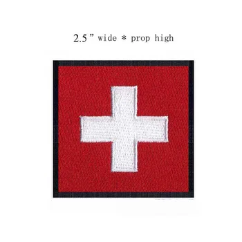 Швейцарские нашивки с железным флагом с вышивкой, логотипы Шириной 2,5 дюйма /Вышитый флаг/Железная нашивка для детей/Значок на одежде