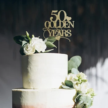 Декор для вечеринки в честь годовщины свадьбы, Золотой топпер для торта к 50-летию, 50 золотых лет, Топпер для торта, Помолвка