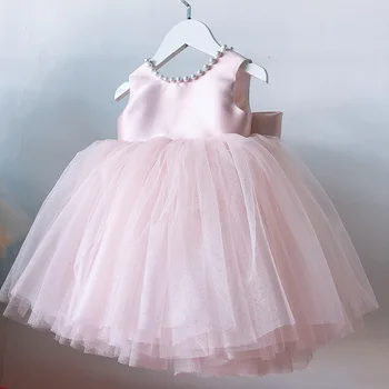 Платье Принцессы для девочки на один год, Детское Розовое платье для вечеринки по случаю дня рождения, Свадебное Элегантное платье для выступлений для девочек